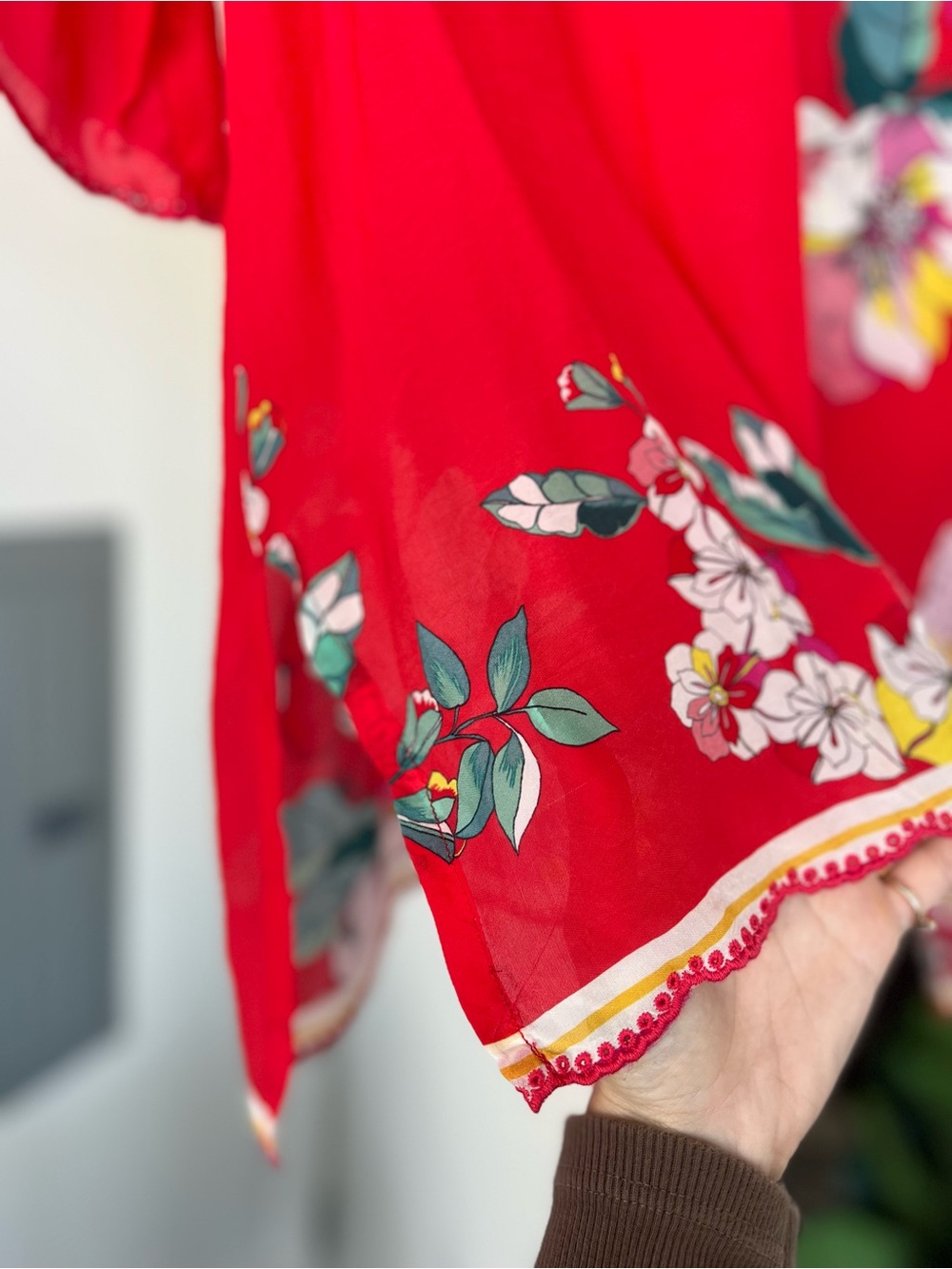 Johnny Was Passion Flower Eloise Floral Kimono Top Red Floral Sz S - Picture 3 of 7